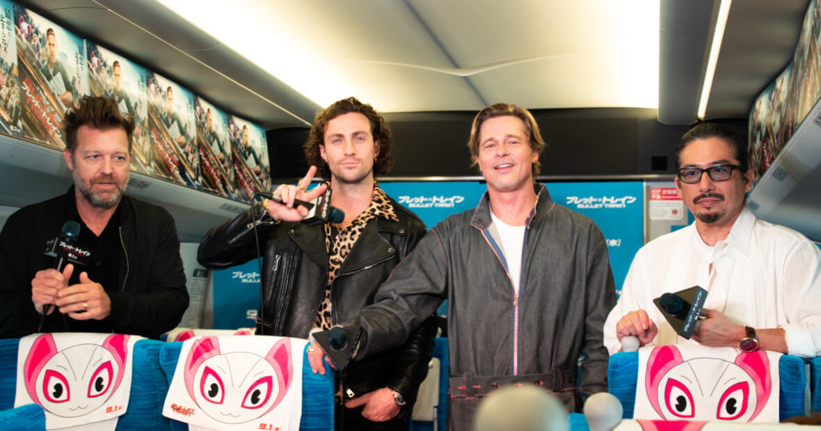 映画『ブレット・トレイン』新幹線車内でのレッドカーペット 取材撮影写真