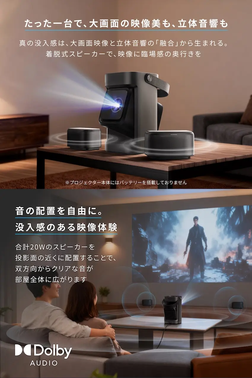 一台置くだけでどこでもホームシアターになる「Soundcore Nebula P1